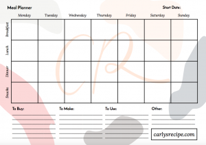 free healthy menu planner